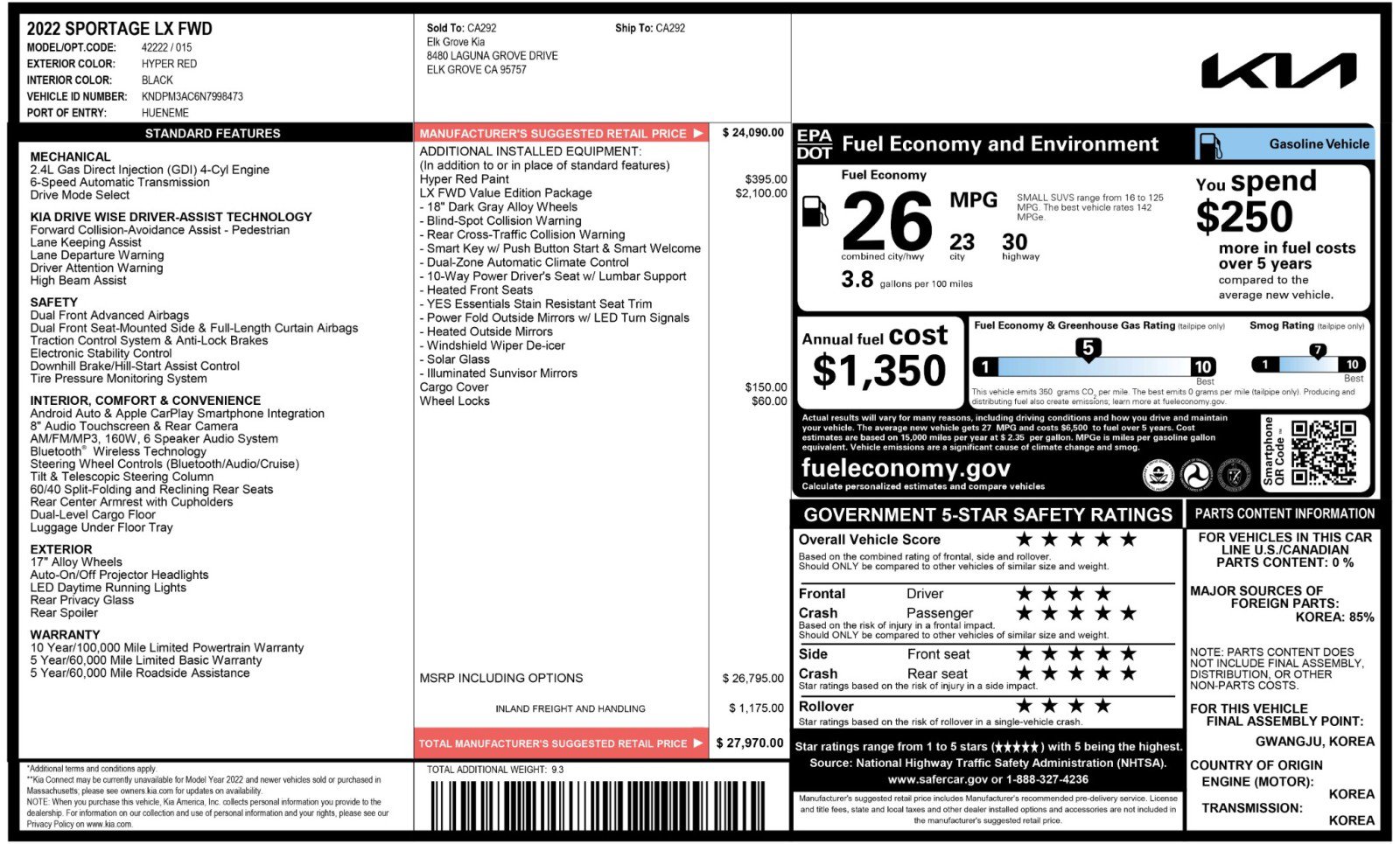 Used 2022 Kia Sportage LX w/ LX FWD Value Edition Package image 47