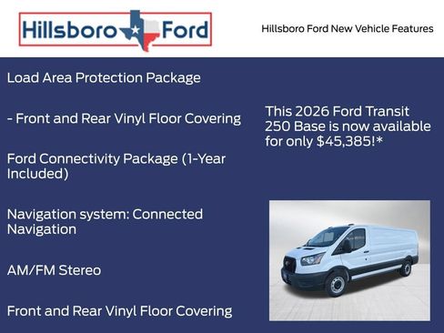 New 2026 Ford Transit 250 Low Roof w/ Load Area Protection Package RWD image 10