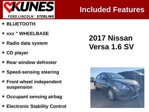 Used 2017 Nissan Versa SV FWD image 2