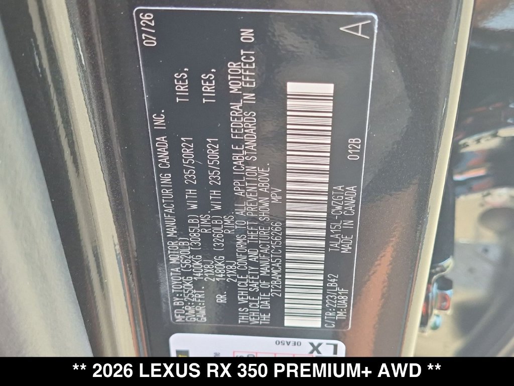 New 2026 Lexus RX 350 Premium Plus w/ Convenience Package AWD/4WD image 18