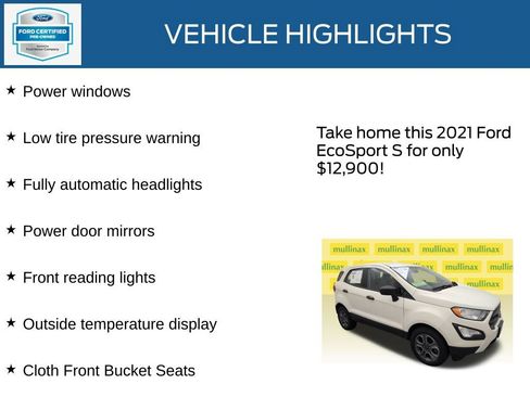 Certified 2021 Ford EcoSport S FWD image 23
