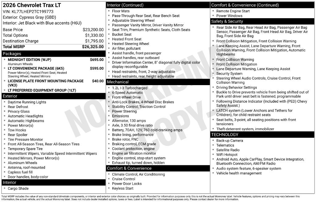New 2026 Chevrolet Trax LT w/ Midnight Edition FWD image 8