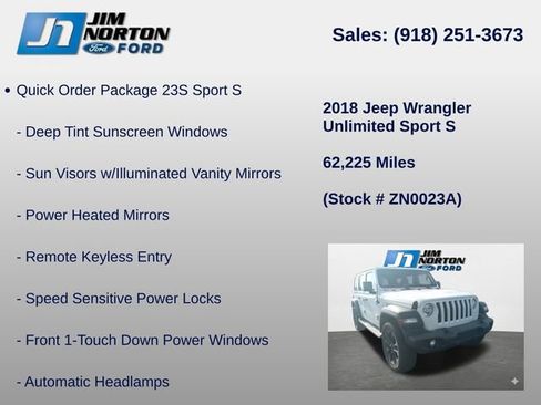 Used 2018 Jeep Wrangler Unlimited Sport S AWD/4WD image 8