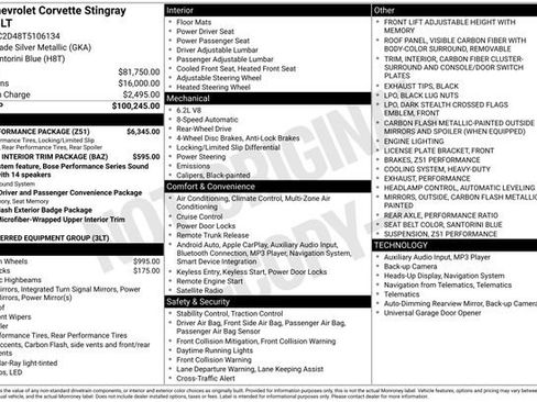 New 2026 Chevrolet Corvette Stingray w/ Z51 Performance Package image 17