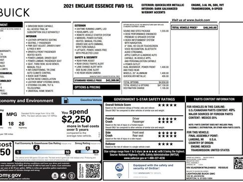 Used 2021 Buick Enclave Essence w/ Sound and Sites Package FWD image 39