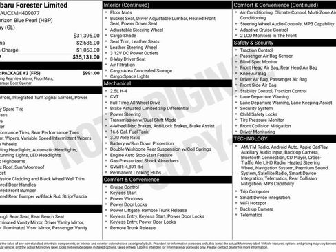 Used 2021 Subaru Forester Limited w/ Popular Package #3 AWD/4WD image 13