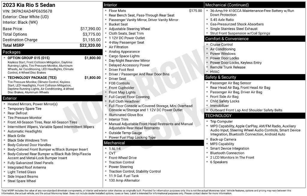 Used 2023 Kia Rio S w/ Technology Package FWD image 28