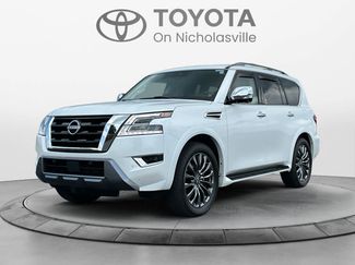Used 2023 Nissan Armada Platinum w/ Captain's Chairs Package AWD/4WD video 1