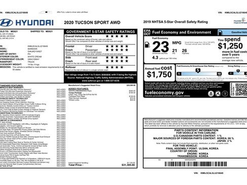 Used 2020 Hyundai Tucson Sport w/ Cargo Package image 9