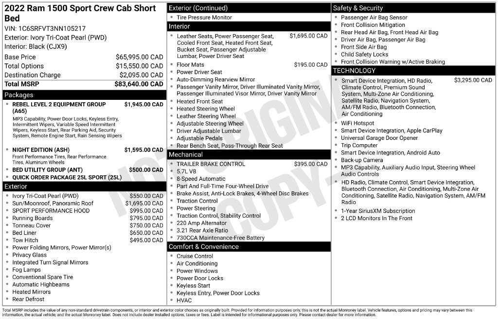 Used 2022 RAM 1500 Sport w/ Rebel Level 2 Equipment Group AWD/4WD image 58