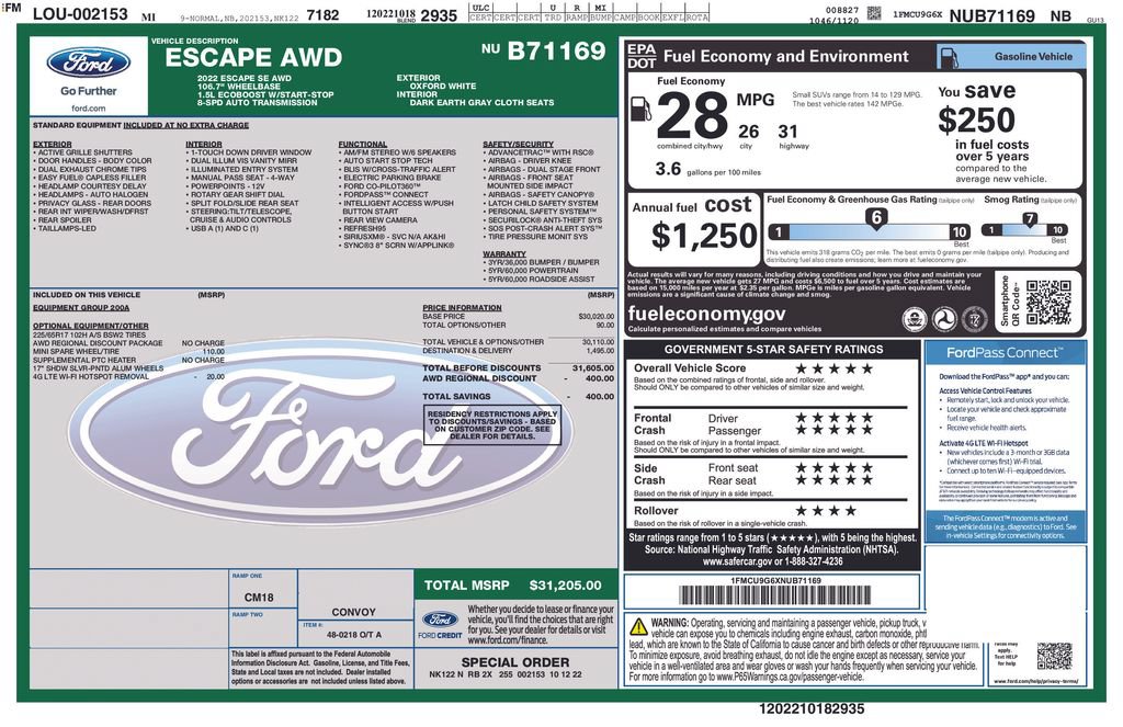 Used 2022 Ford Escape SE AWD/4WD image 2