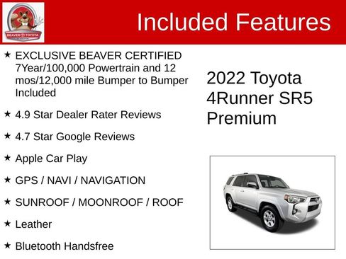 Used 2022 Toyota 4Runner SR5 Premium w/ Moonroof Package RWD image 4