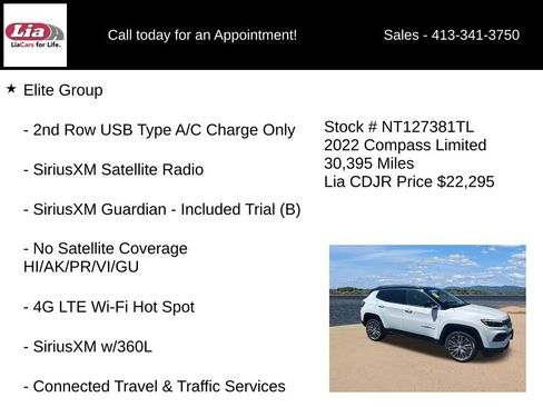 Certified 2022 Jeep Compass Limited w/ Elite Group AWD/4WD image 21