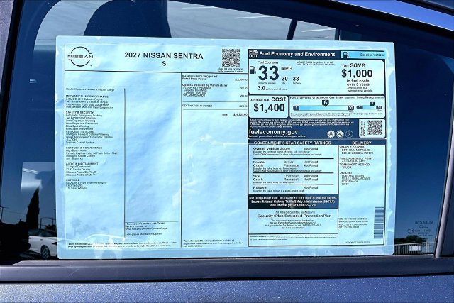 New 2027 Nissan Sentra S w/ Floor Mat Package FWD image 13
