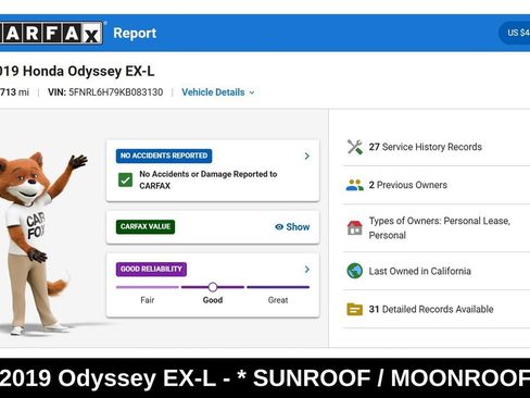 Used 2019 Honda Odyssey EX-L image 9