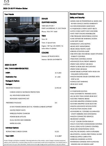 Used 2025 MAZDA CX-50 AWD 2.5 S w/ Weather Package image 2