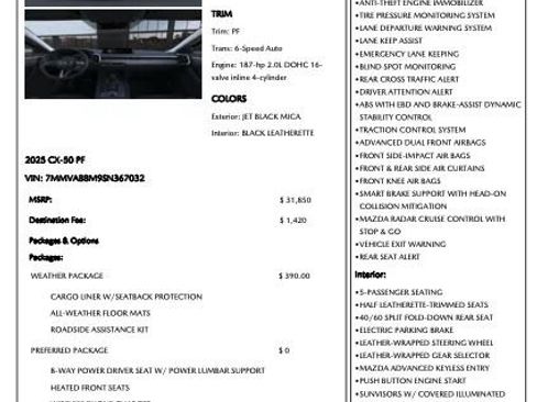 Used 2025 MAZDA CX-50 AWD 2.5 S w/ Weather Package image 2