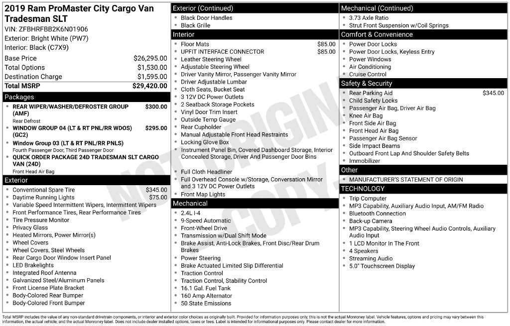 Used 2019 RAM ProMaster City Tradesman SLT FWD image 17