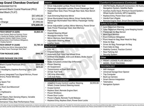 New 2025 Jeep Grand Cherokee Overland w/ Adv Protech Group III AWD/4WD image 6
