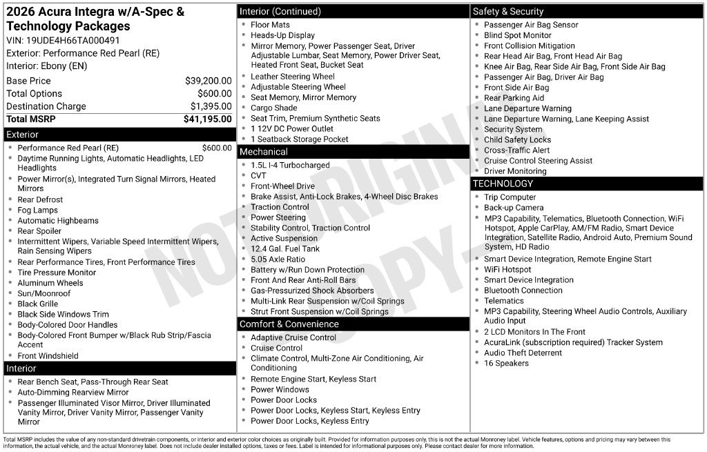 Used 2026 Acura Integra A-Spec w/ Technology Package FWD image 12