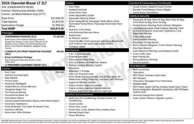 New 2026 Chevrolet Blazer LT w/ Convenience Package AWD/4WD image 37