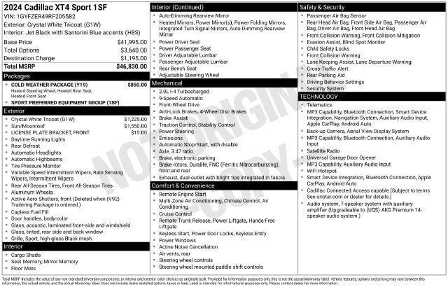 Used 2024 Cadillac XT4 Sport w/ Cold Weather Package FWD image 34