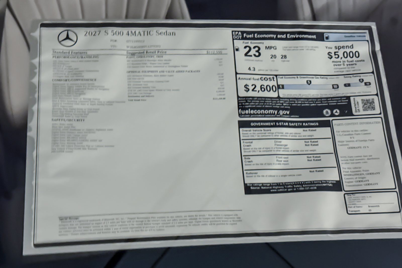 New 2027 Mercedes-Benz S 500 4MATIC image 28