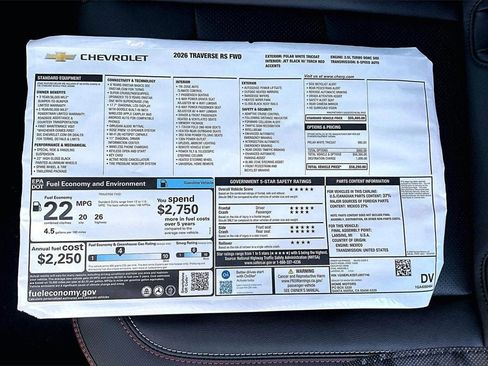 New 2026 Chevrolet Traverse RS image 14