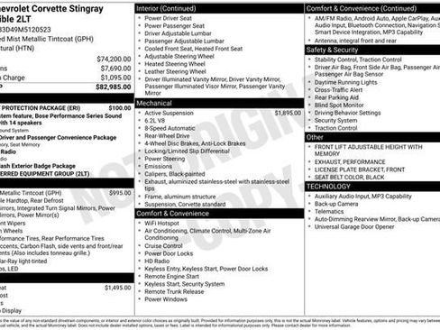 Used 2021 Chevrolet Corvette Stingray Preferred Conv w/ Battery Protection Package RWD image 10