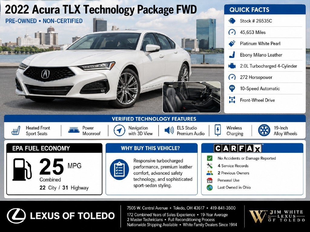 Used 2022 Acura TLX w/ Technology Package FWD image 3