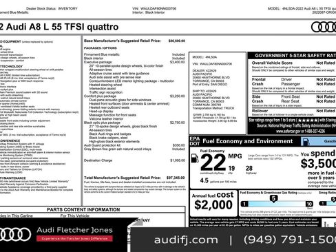 Used 2022 Audi A8 L 3.0T image 3