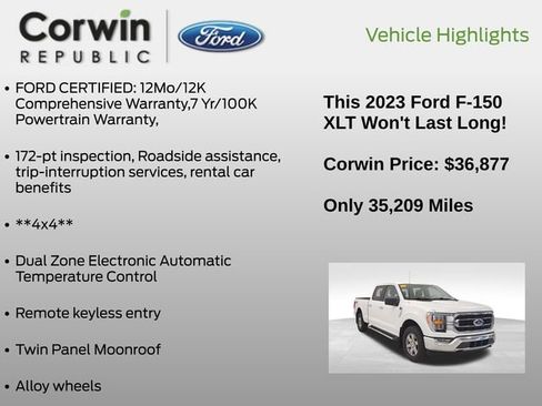 Certified 2023 Ford F150 XLT w/ Equipment Group 302A High image 14