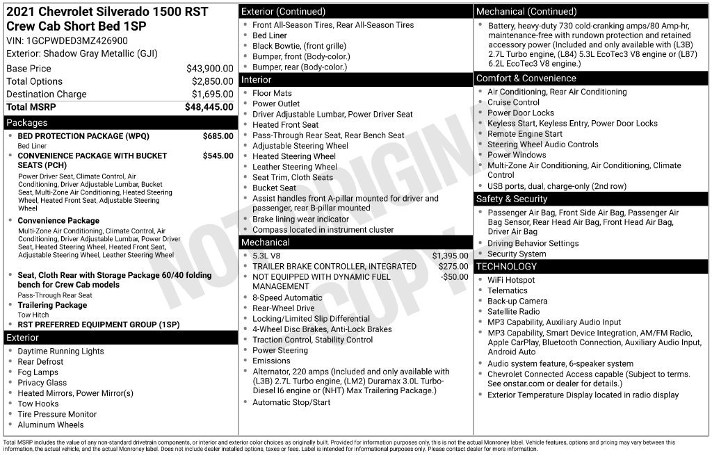 Used 2021 Chevrolet Silverado 1500 RST w/ Bed Protection Package RWD image 10