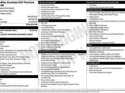 Used 2023 Cadillac Escalade ESV Premium Luxury w/ LPO, Radiant Package AWD/4WD image 44