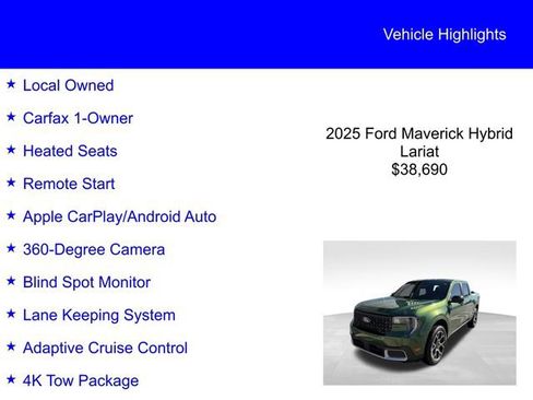 Used 2025 Ford Maverick Lariat w/ 4K Tow Package image 2