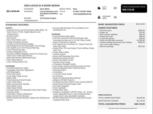 Used 2024 Lexus IS 350 F Sport w/ Memory Package RWD image 3