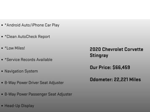 Used 2020 Chevrolet Corvette Stingray Preferred Cpe w/ 2LT Preferred Equipment Group RWD image 28