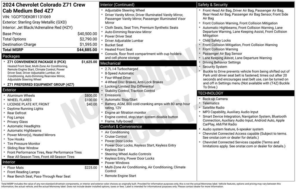 Certified 2024 Chevrolet Colorado Z71 w/ Z71 Convenience Package 2 AWD/4WD image 1