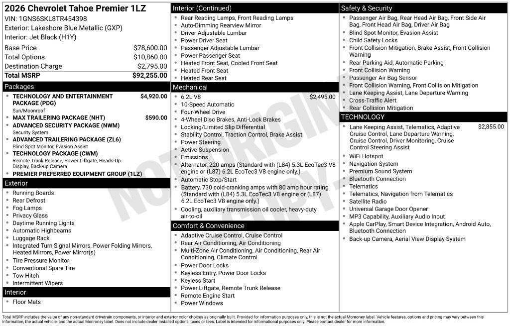New 2026 Chevrolet Tahoe Premier AWD/4WD image 2