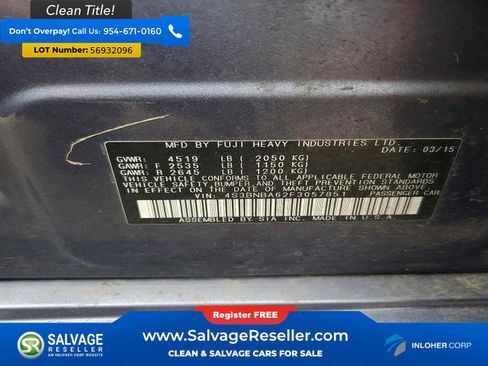 Used 2015 Subaru Legacy 2.5i AWD/4WD image 16