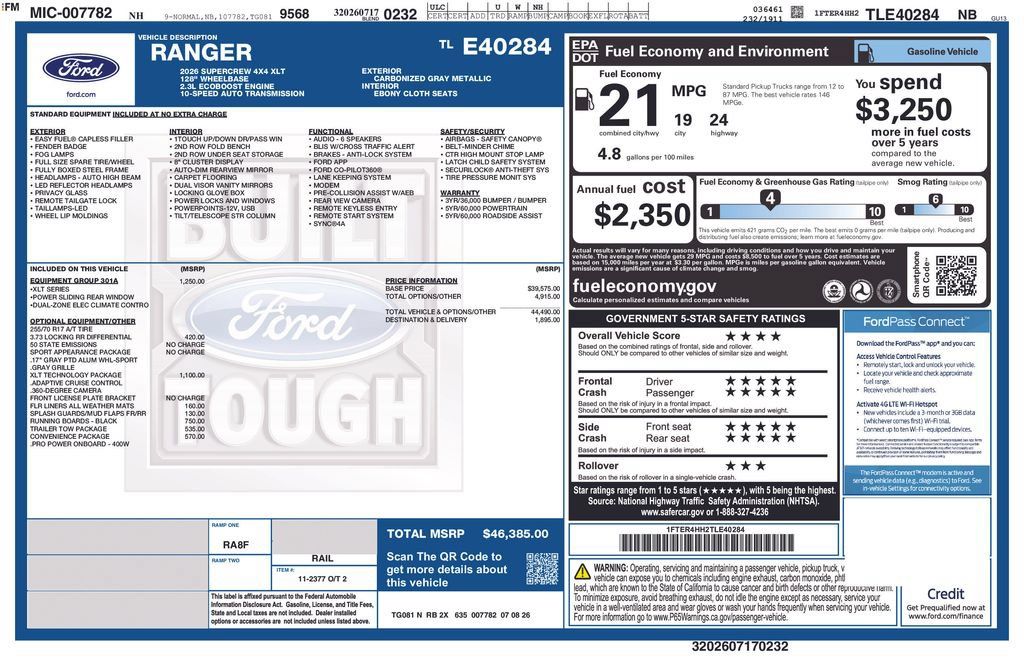 New 2026 Ford Ranger XLT w/ Equipment Group 301A High AWD/4WD image 13