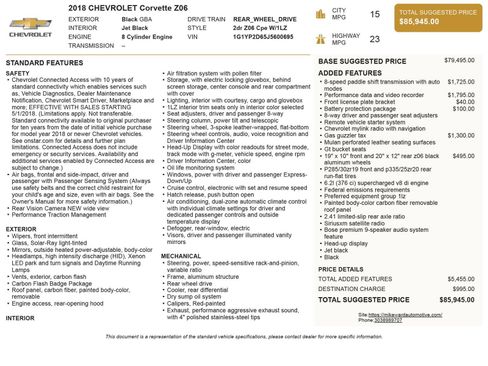 Used 2018 Chevrolet Corvette Z06 w/ Battery Protection Package image 6