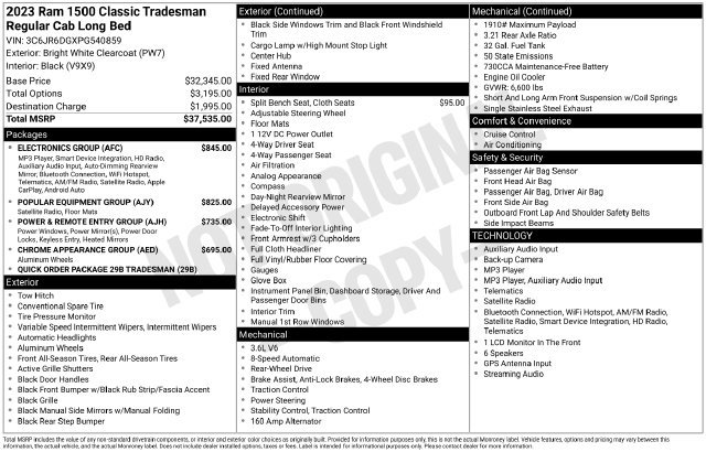 Used 2023 RAM 1500 Tradesman w/ Electronics Group RWD image 4