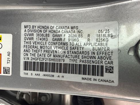 Certified 2025 Honda Civic LX image 20