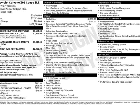 Used 2015 Chevrolet Corvette Z06 w/ 3LZ Preferred Equipment Group RWD image 27
