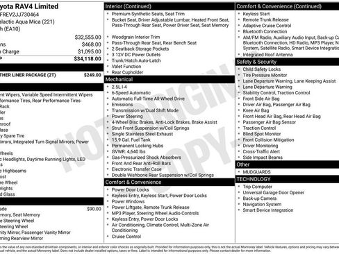 Used 2018 Toyota RAV4 Limited w/ All Weather Liner Package image 7