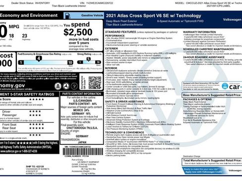Used 2021 Volkswagen Atlas Cross Sport SE w/ V6 Towing Package FWD image 4