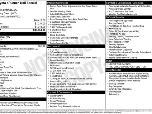 Used 2021 Toyota 4Runner Trail Special Edition AWD/4WD image 33