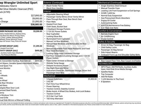 Used 2017 Jeep Wrangler Unlimited Sport w/ Quick Order Package 24S AWD/4WD image 4