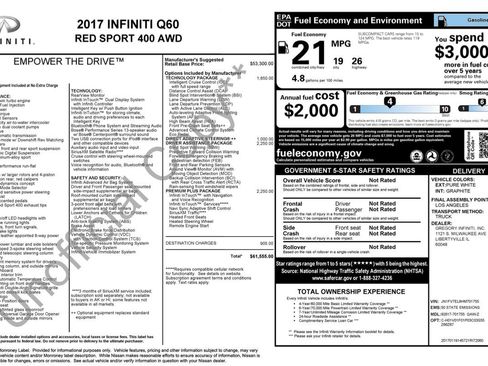 Used 2017 INFINITI Q60 Red Sport 400 AWD/4WD image 2
